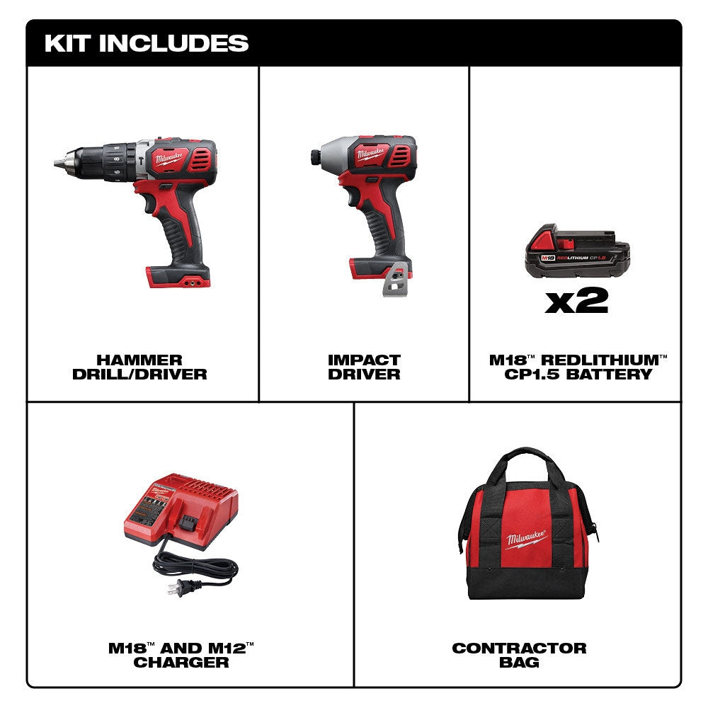 Milwaukee 2691-22 18V M18 Lithium-Ion Cordless 2-Tool Combo Kit with 1/2