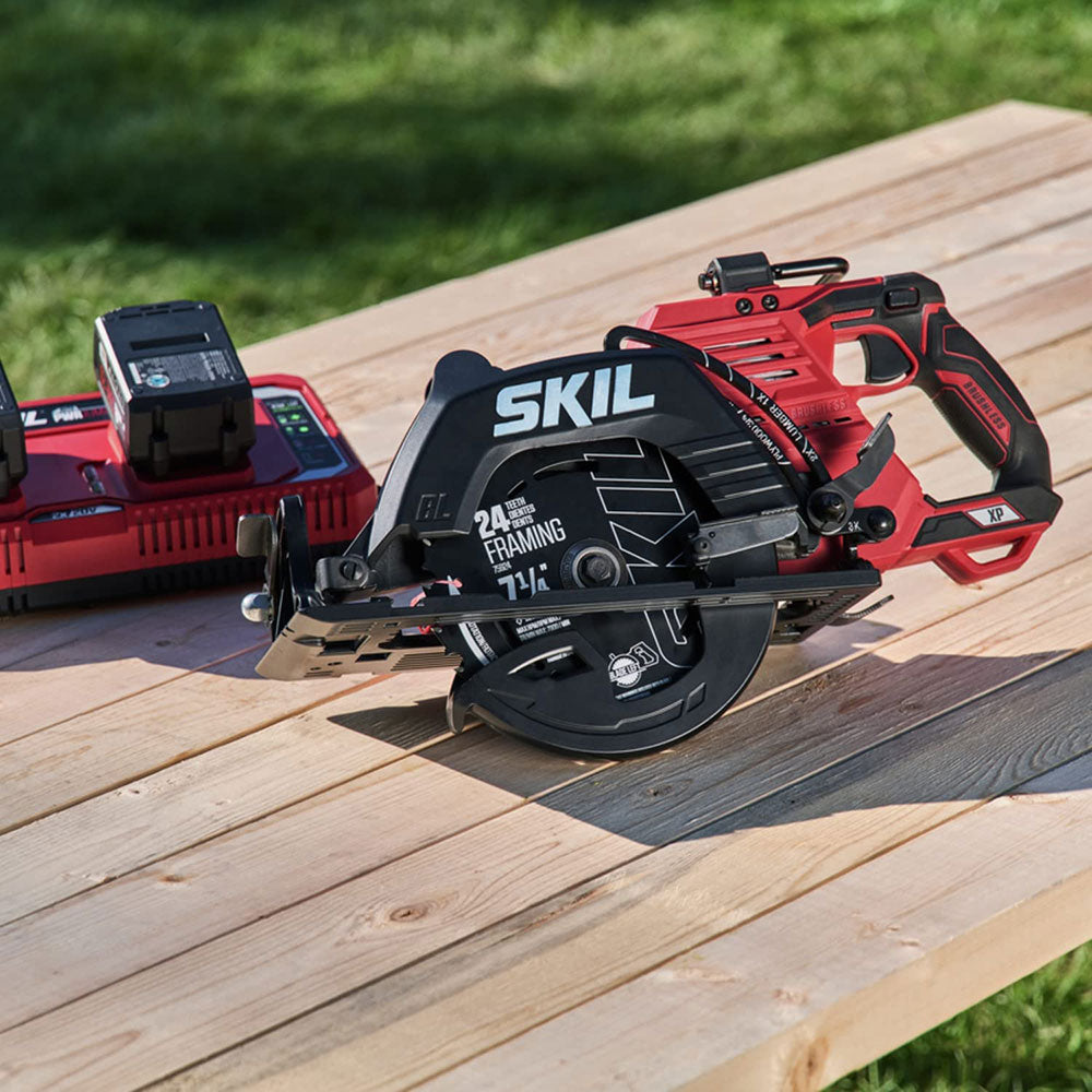 SKIL 2x20V PWR CORE 20 XP Brushless 7-1 4” Rear Handle Circular Saw Kit Includes Two 5.0Ah Batteries and Dual Port Auto PWR JUMP Charger-CR5429B-20, - 3