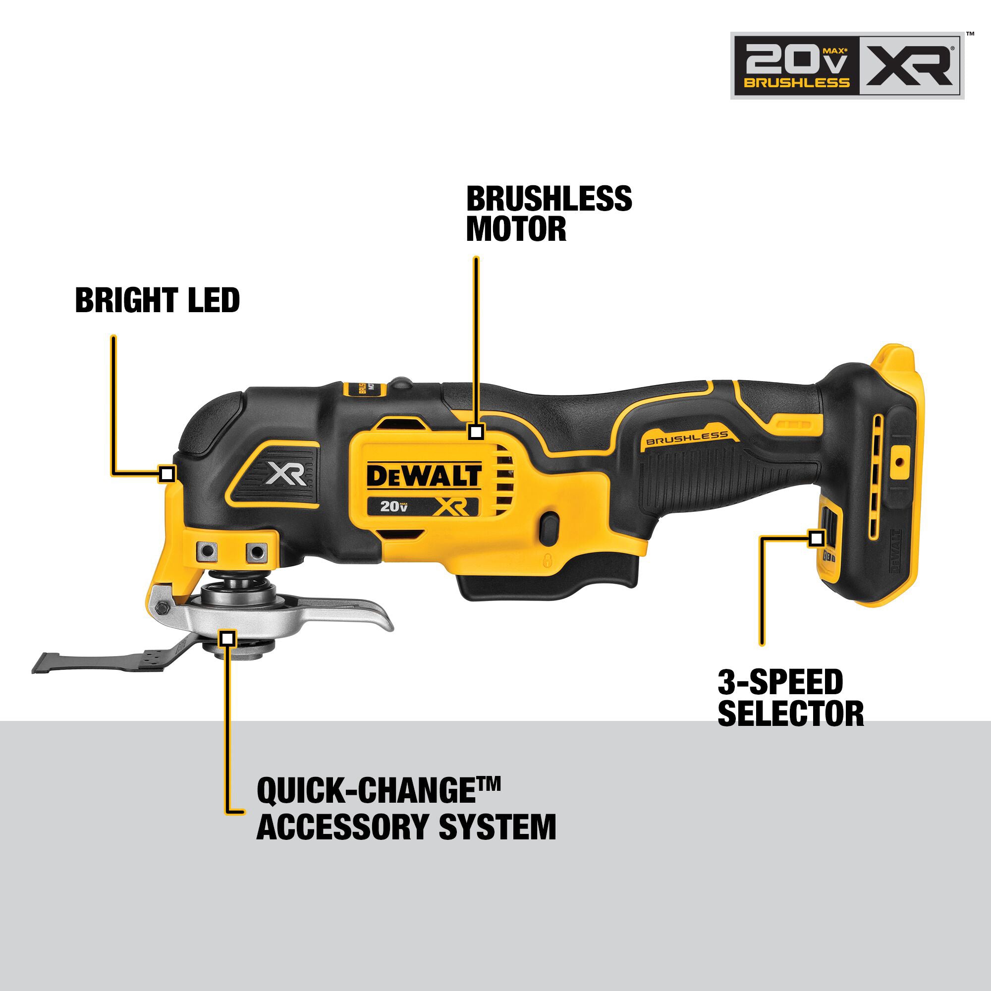 20V MAX* XR® Brushless Cordless 3-Speed Oscillating Multi-Tool Kit (2.0 Ah  Battery)